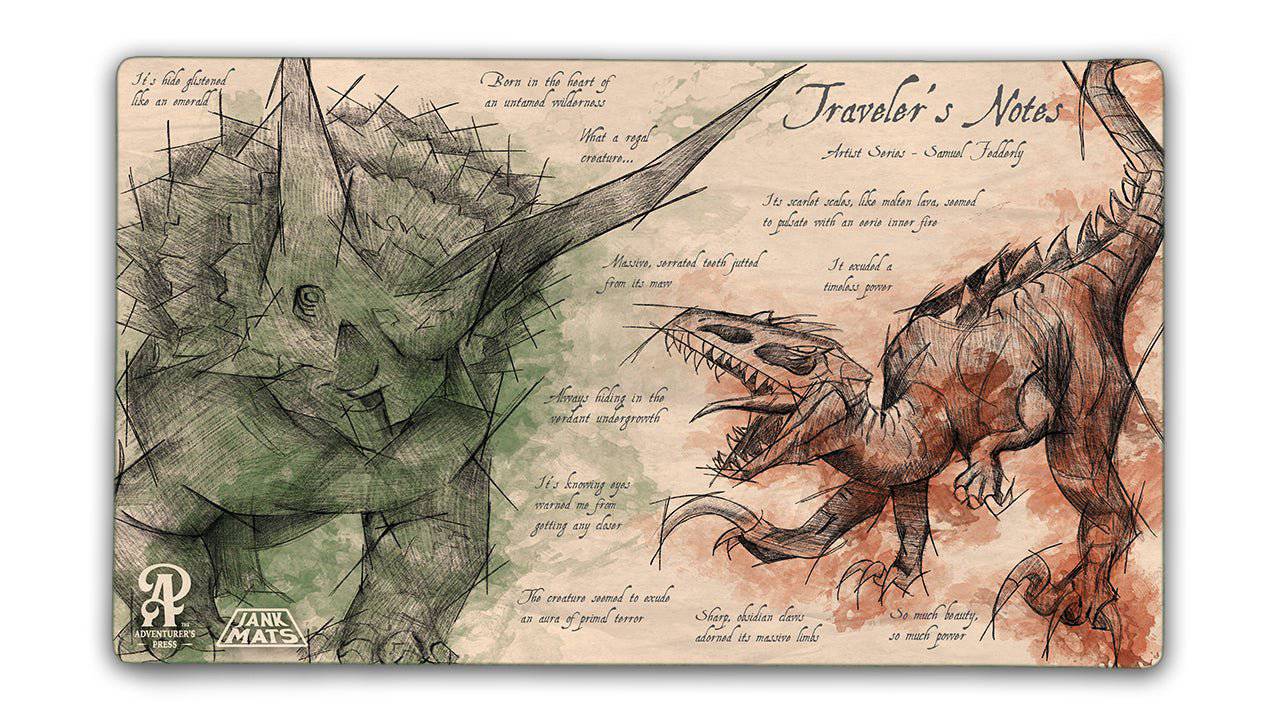 Dinosaurs Sketch Playmat - Premium TCG Playmats - Jank Mats