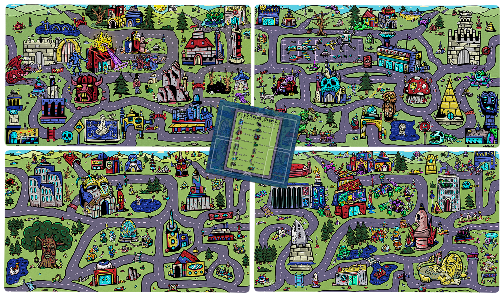 My Town Bundle Set | 4 Playmats and Commander Zone - Jankmats