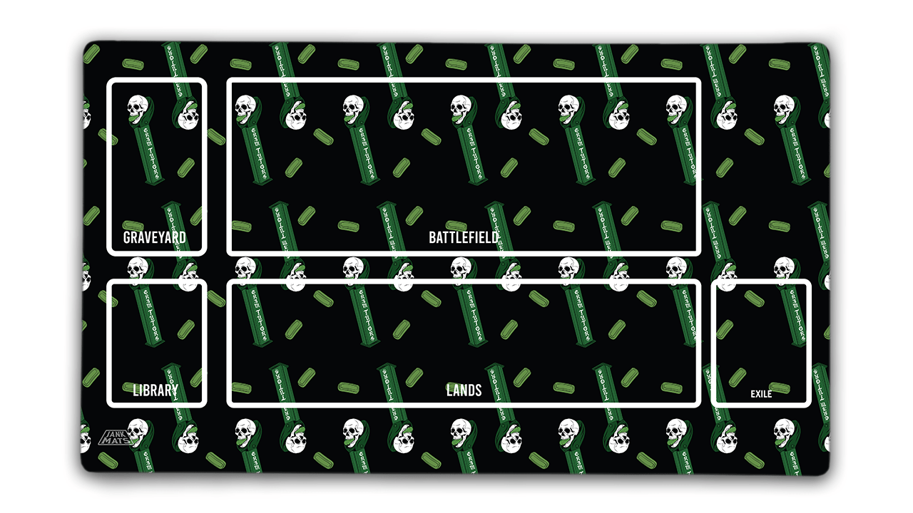 The Grim Pez Dispenser Learn to Play MTG Playmat - Premium TCG Playmats - Jank Mats