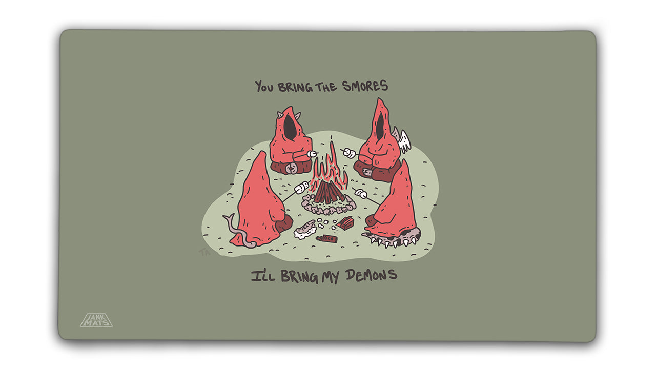 S'mores & Demons Playmat Green - Premium TCG Playmats - Jank Mats