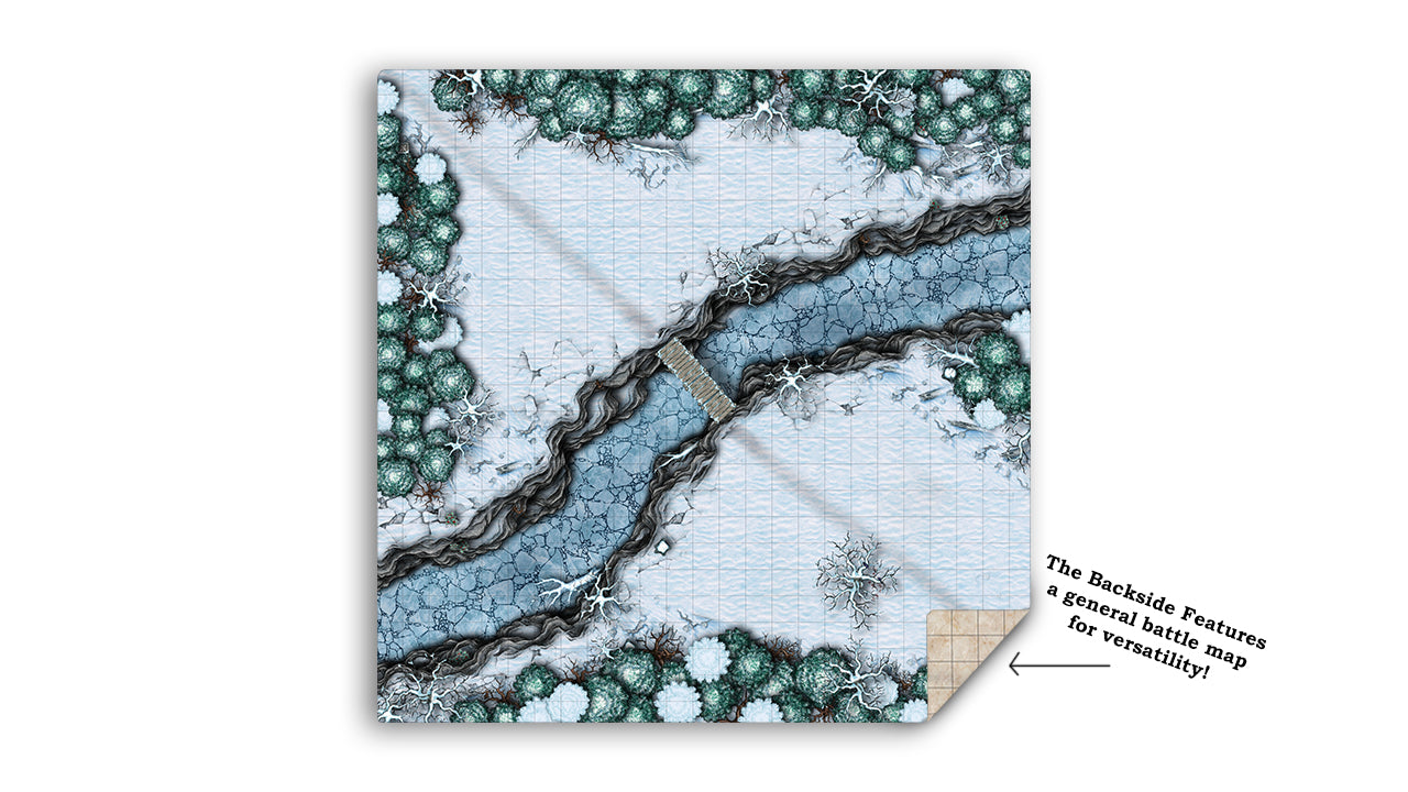 Ice Bridge TTRPG Battle Map | Double-Sided | 2ft x 2ft - Premium TCG Playmats - Jank Mats