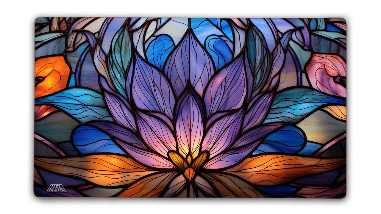 Lotus Stained Glass Playmat - Premium TCG Playmats - Jank Mats